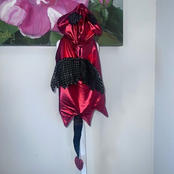 Top Paw Little Devil Metallic Pet Costume Red & Black Small Dog Halloween Outfit - Picture 4 of 17